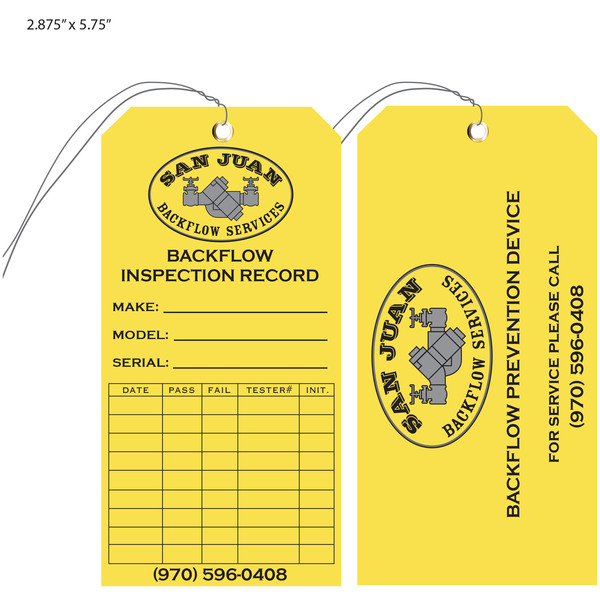Custom Backflow Inspection Tags St Louis Tag