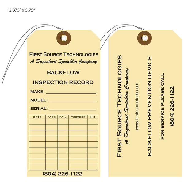 Custom Backflow Inspection Tags St Louis Tag