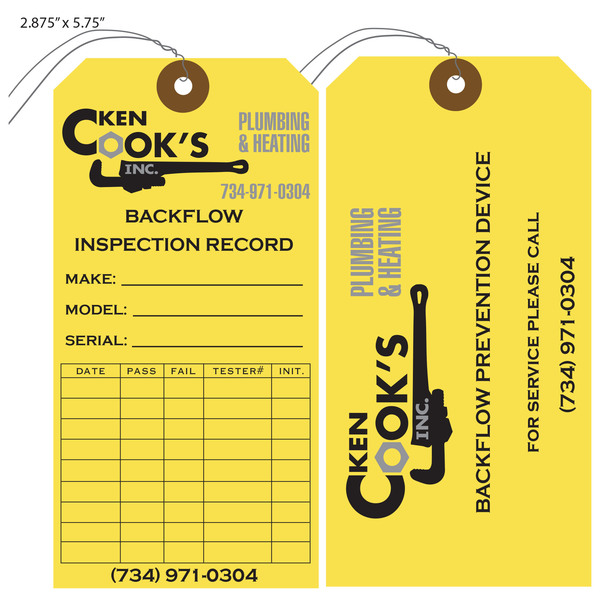 Custom Backflow Inspection Tags St Louis Tag