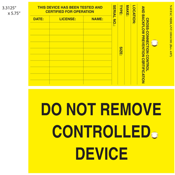 Custom Backflow Inspection Tags St Louis Tag