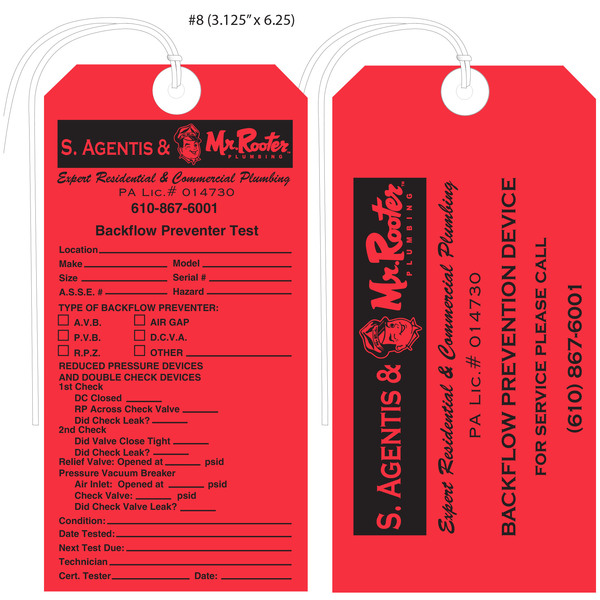 Custom Backflow Inspection Tags St Louis Tag