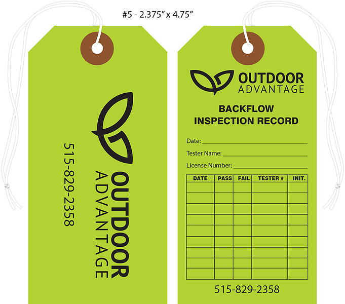 Backflow Inspection Tags