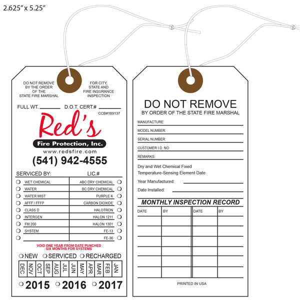 Custom Fire Extinguisher Tags St Louis Tag