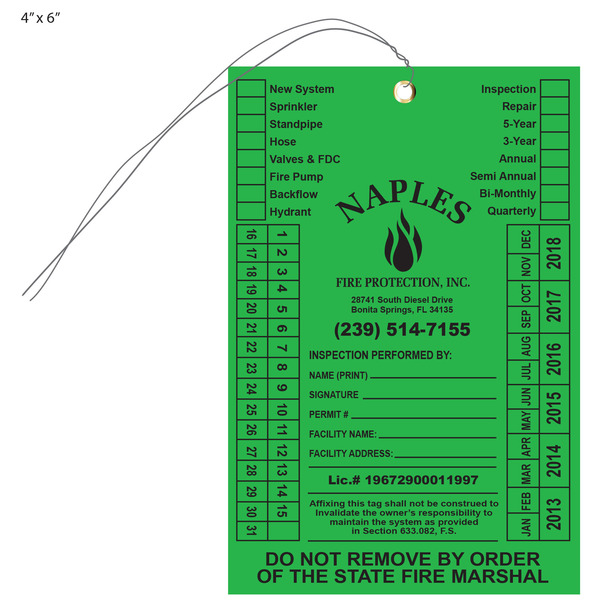Custom Fire Extinguisher Hang Tags St Louis Tag