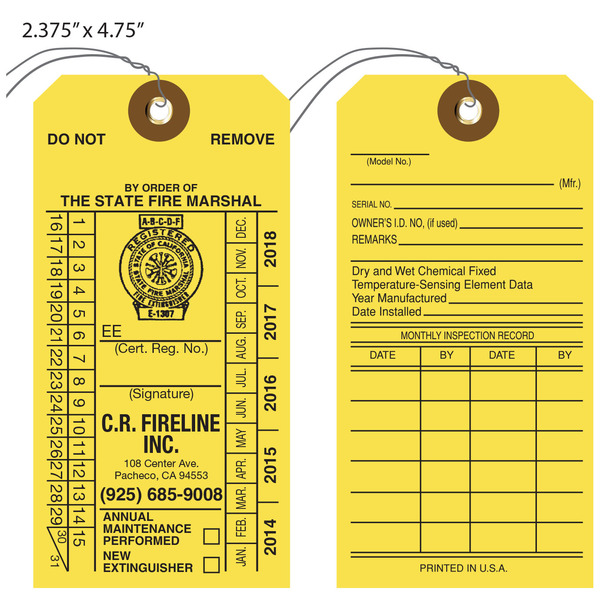 Custom Fire Extinguisher Tags St. Louis Tag