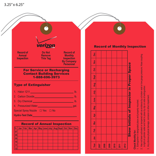 fire extinguisher test tags