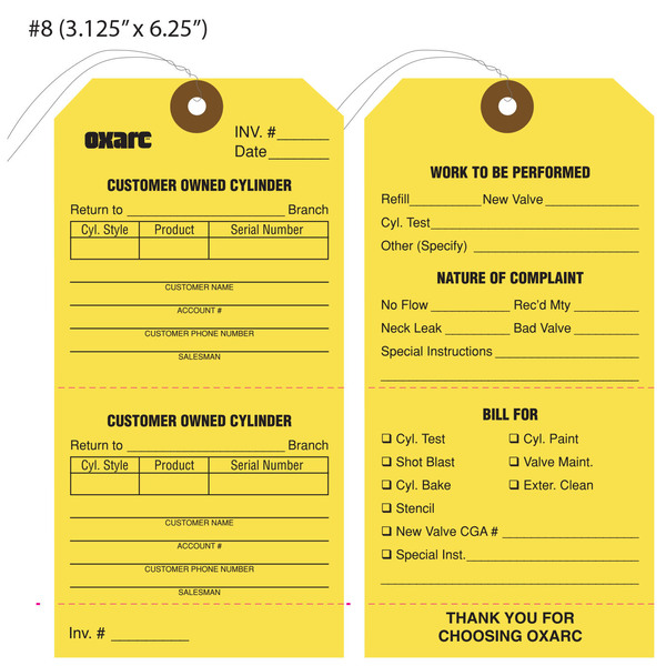 Empty, InUse, Full Gas Cylinder Tags Custom Hang Tags