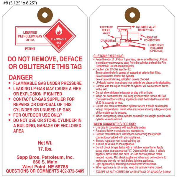 Empty, InUse, Full Gas Cylinder Tags Custom Hang Tags