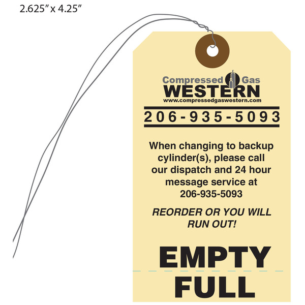 Empty, InUse, Full Gas Cylinder Tags Custom Hang Tags