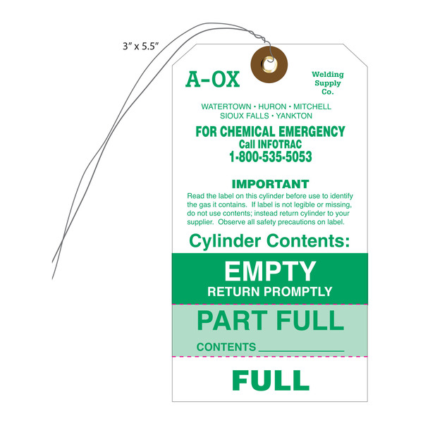 Empty, InUse, Full Gas Cylinder Tags Custom Hang Tags