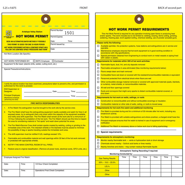Hot Work Permits Forms Downloads