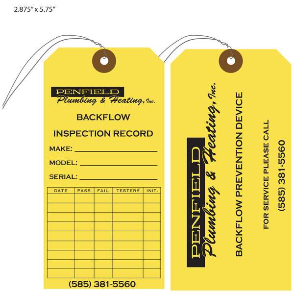 Backflow Inspection Tags