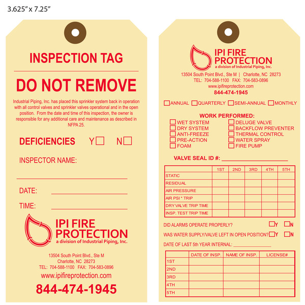 Custom Inspection Hang Tags St Louis Tag