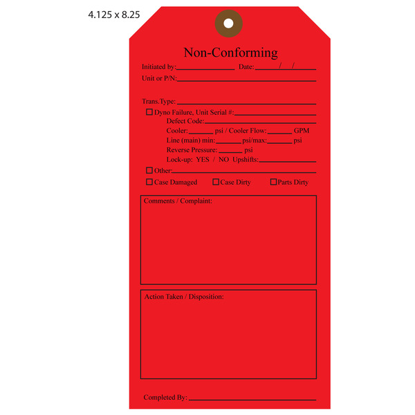 custom printed nonconformance hang