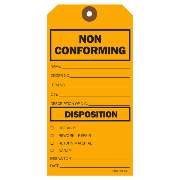 custom printed nonconformance hang