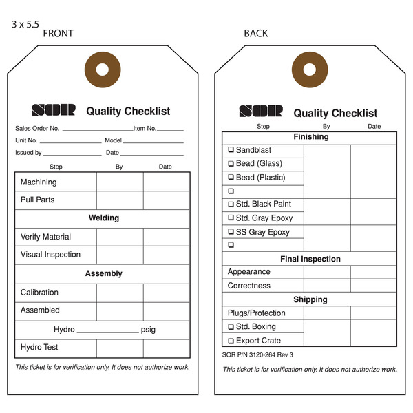 Custom Printed Quality Control Hang Tags | St. Louis Tag