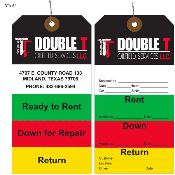 Custom Ready to Rent & Equipment Rental Tags