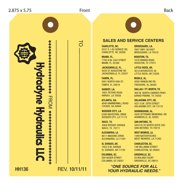 Custom Printed Serviceable Hang Tags St. Louis Tag