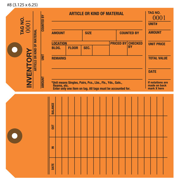 Custom Inventory Hang Tags Numbered Part Asset St