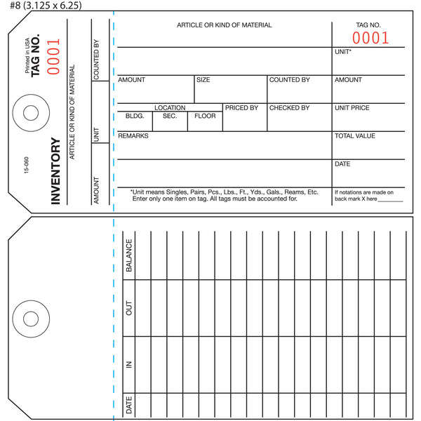Custom Printed Inventory Tags St. Louis Tag