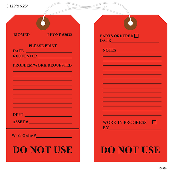 Custom Medical Device & Equipment Tags St. Louis Tag