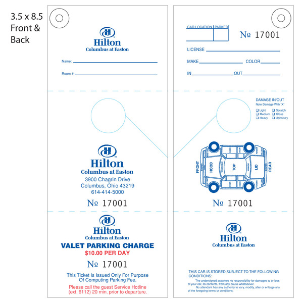 Custom Printed Valet Ticket Parking Tags St Louis Tag