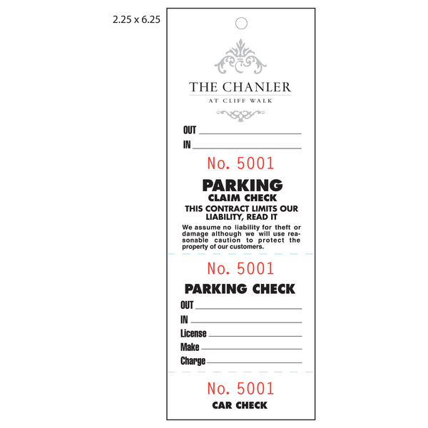Custom Printed Valet Ticket Parking Tags St Louis Tag