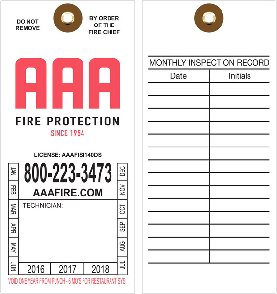 Custom Fire Extinguisher Inspection Tags St. Louis Tag